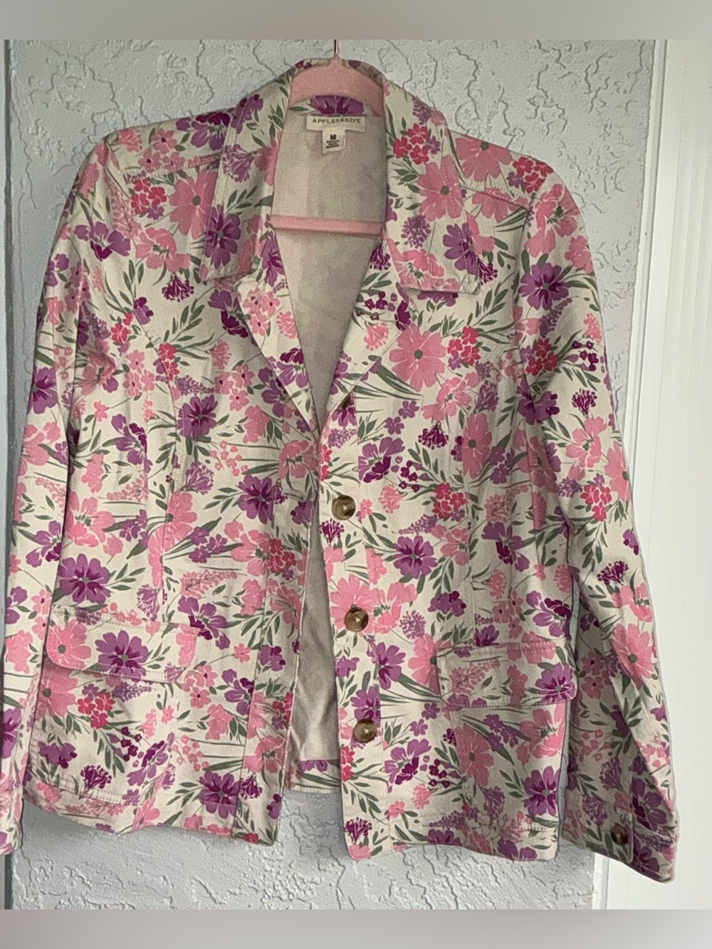 Appleseed's Floral Blazer in Pink, Purple & Cream